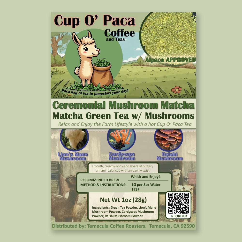 Ceremonial Mushroom Matcha Green Tea - Mushroom Coffee-Lion's Mane, Cordyceps, Reishi