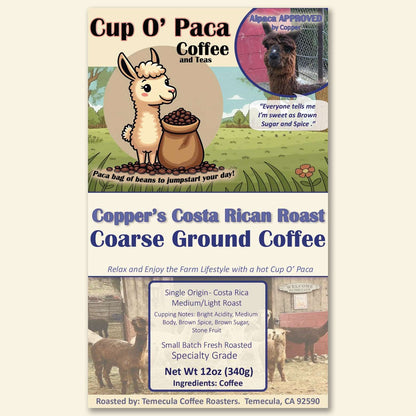 Copper's Costa Rican Roast - Single Origin Costa Rica - Specialty Coffee package Label