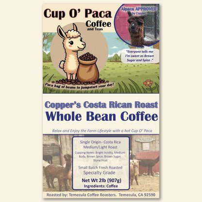 Copper's Costa Rican Roast - Single Origin Costa Rica - Specialty Coffee package Label