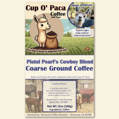 Pistol Pearl's Cowboy Blend - Blend Coffee - Specialty Coffee package Label