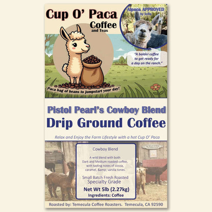 Pistol Pearl's Cowboy Blend - Blend Coffee - Specialty Coffee package Label