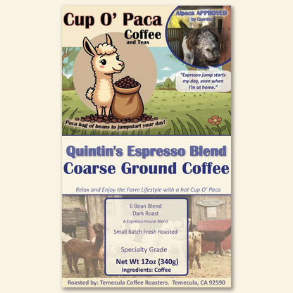 Quintin's Espresso Blend - Blend Coffee - Specialty Coffee package Label