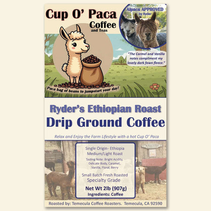 Ryder's Ethiopian Roast - Single Origin Ethiopia - Specialty Coffee package Label