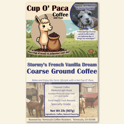 Stormy's French Vanilla Dream - Flavored Coffee - Specialty Coffee package Label