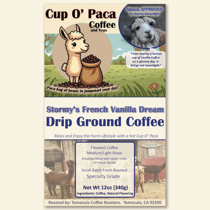 Stormy's French Vanilla Dream - Flavored Coffee - Specialty Coffee package Label