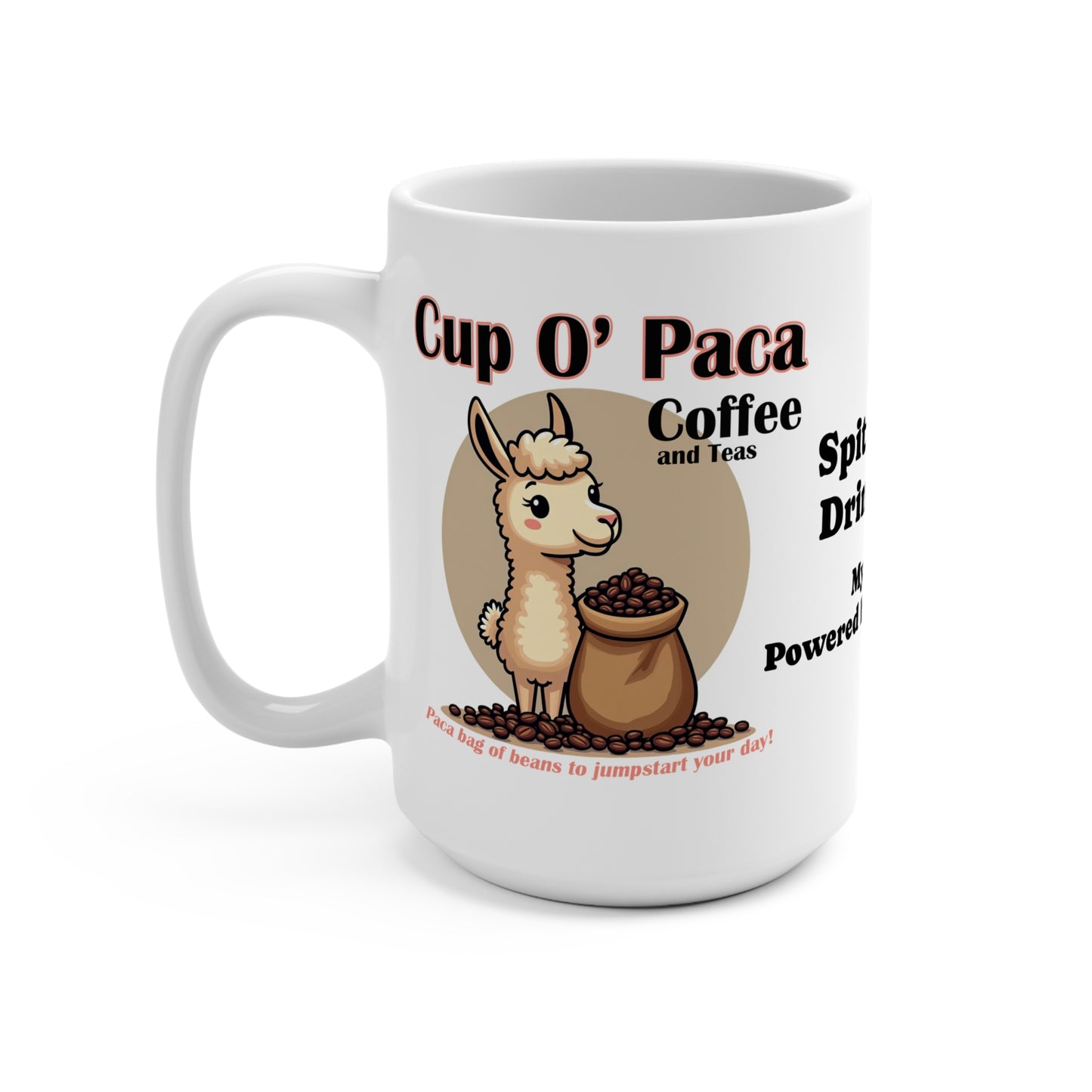 Back of the Cup O Paca Coffee Mug with logo