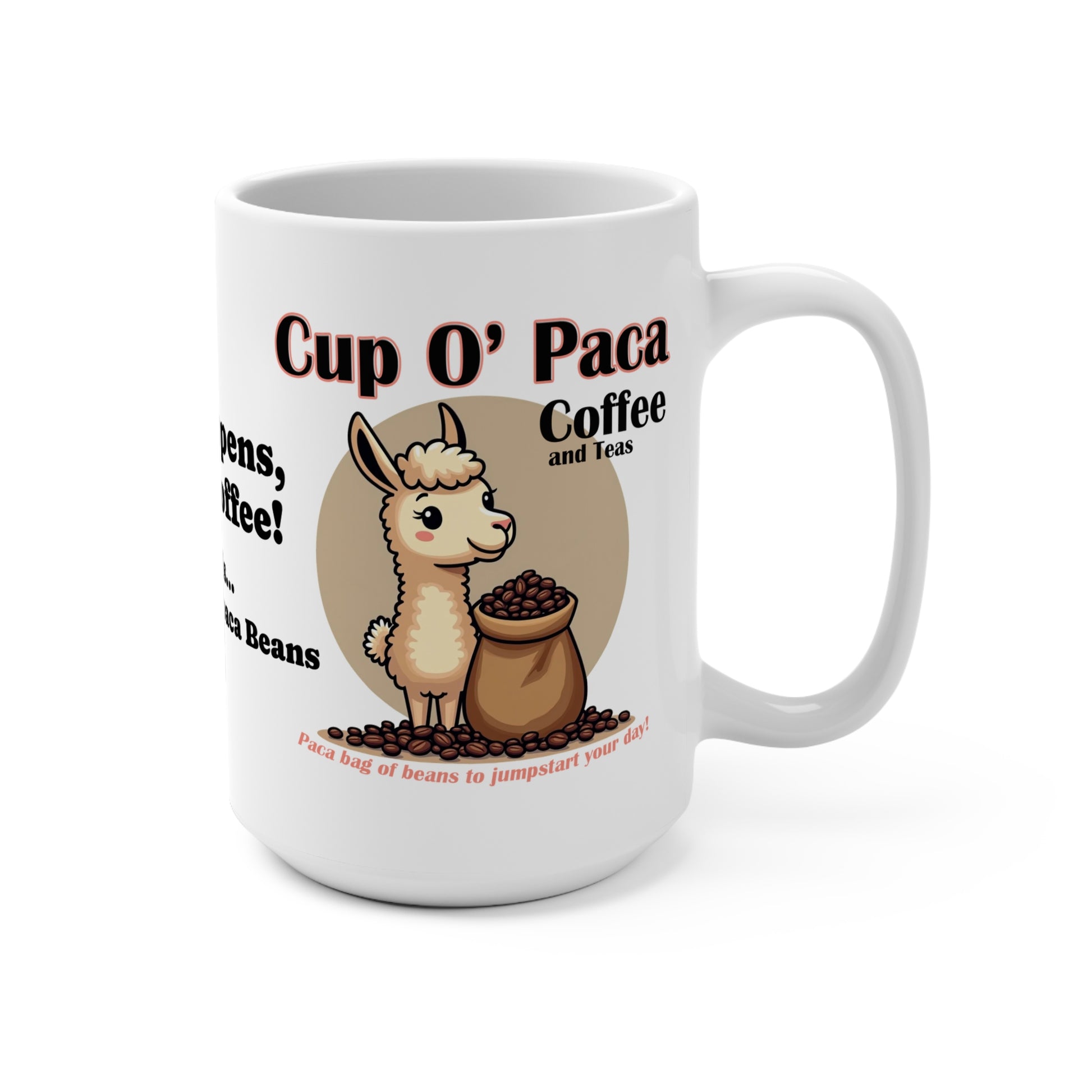Front of the Cup O Paca Coffee Mug with logo