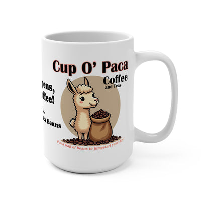 Front of the Cup O Paca Coffee Mug with logo